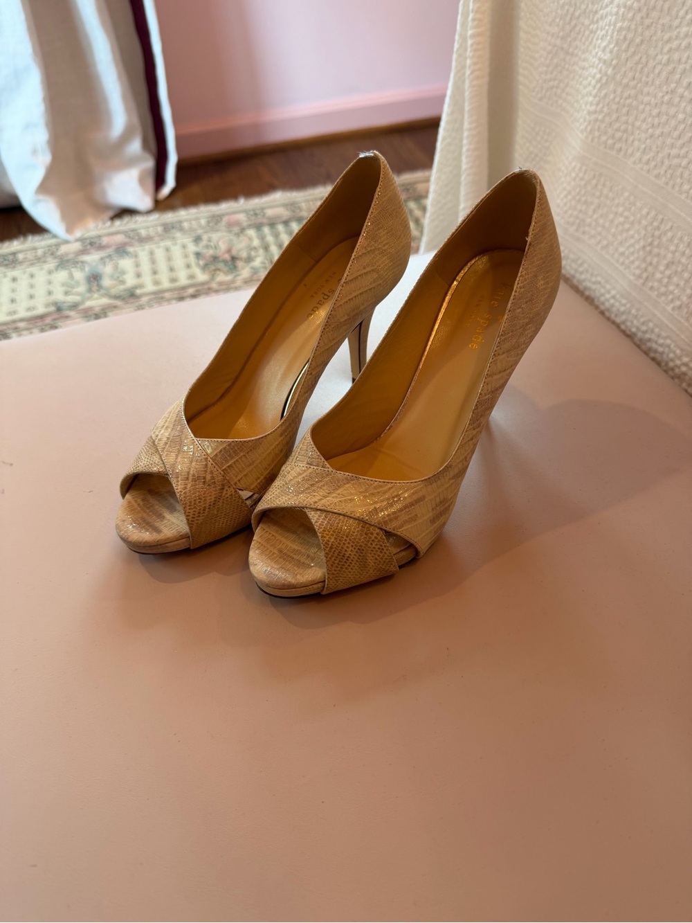 kate spade Beige Peep-Toe High Heels
